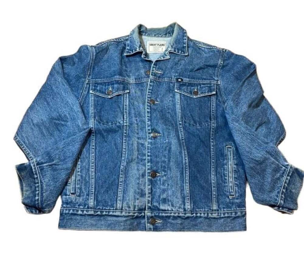 Vintage Great Plains Clothing Company Denim Trucker Jacket Size M Blue